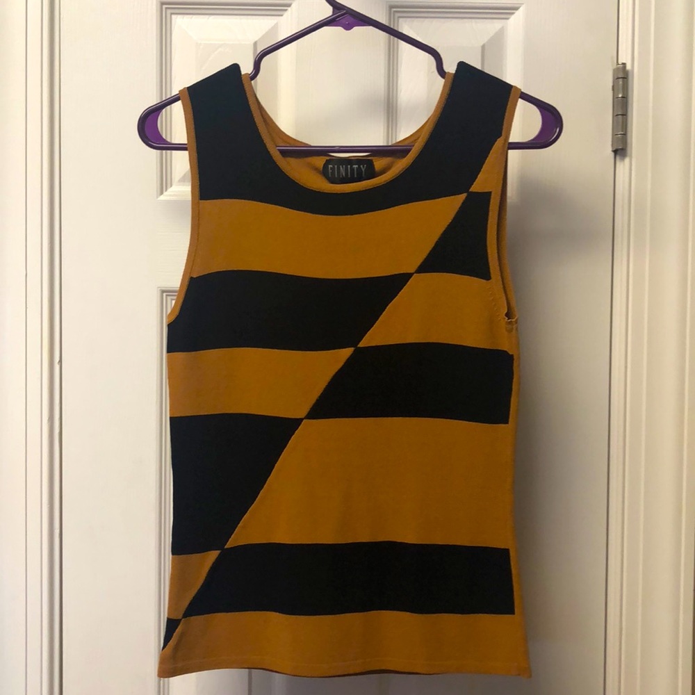 Black and Camel Sleeveless Top